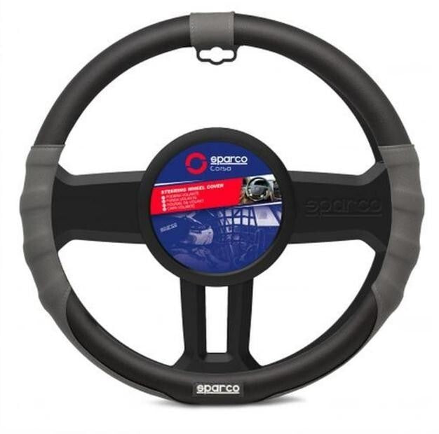 Official SPARCO SPC1114BL Steering Wheel Cover, Grey & Black High Quality
