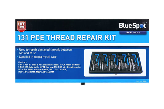 BlueSpot Thread Repair Kit - 131 Pieces, Blue 22310