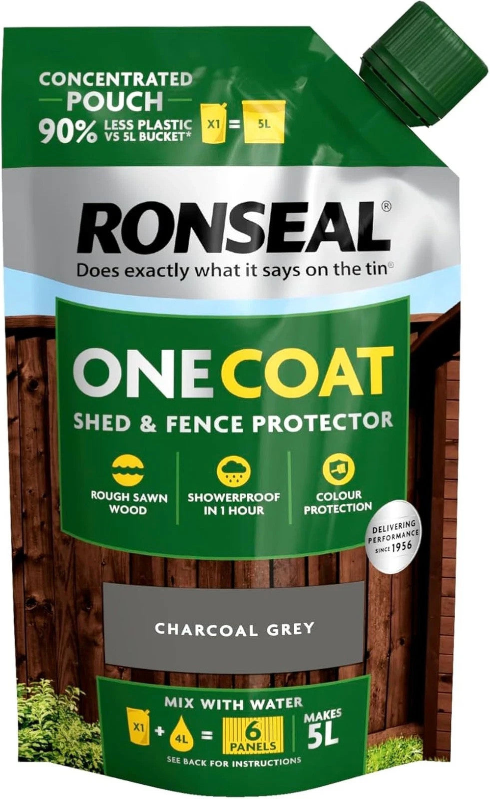 Ronseal Shed & Fence Paint Charcoal Grey One Coat Concentrate Refill Pouch 950ml