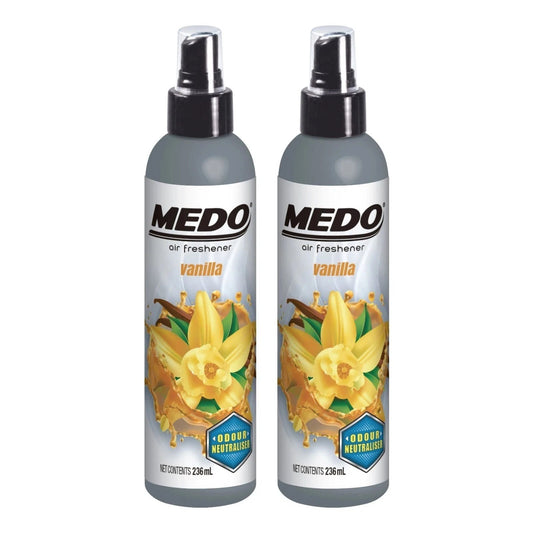 2 x Medo Pump Spray Odour Neutraliser Car Air Freshener Scent- Vanilla