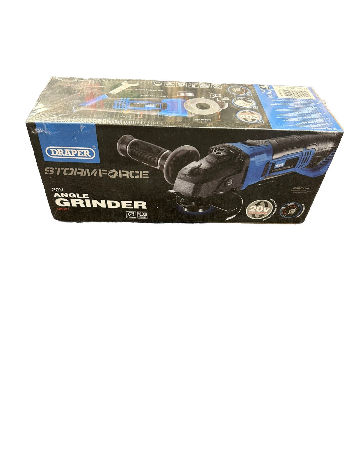 Draper Storm Force  20V 115mm Angle Grinder Kit, Incl, Battery and Charger