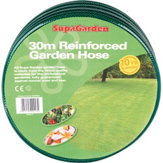 SupaGarden Outdoor Reinforced Water Hose Pipe Reel 30m - Green 10 year guarantee