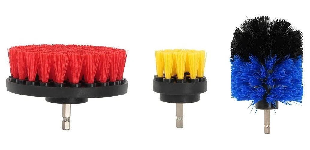 3 Piece Scrub Brush Drill Set - 3 Cleaning Brushes for Professional Detailing