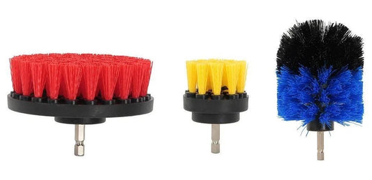3 Piece Scrub Brush Drill Set - 3 Cleaning Brushes for Professional Detailing