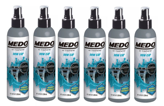 6 x Medo Pump Spray Odour Neutraliser Car Air Freshener Scent - New Car