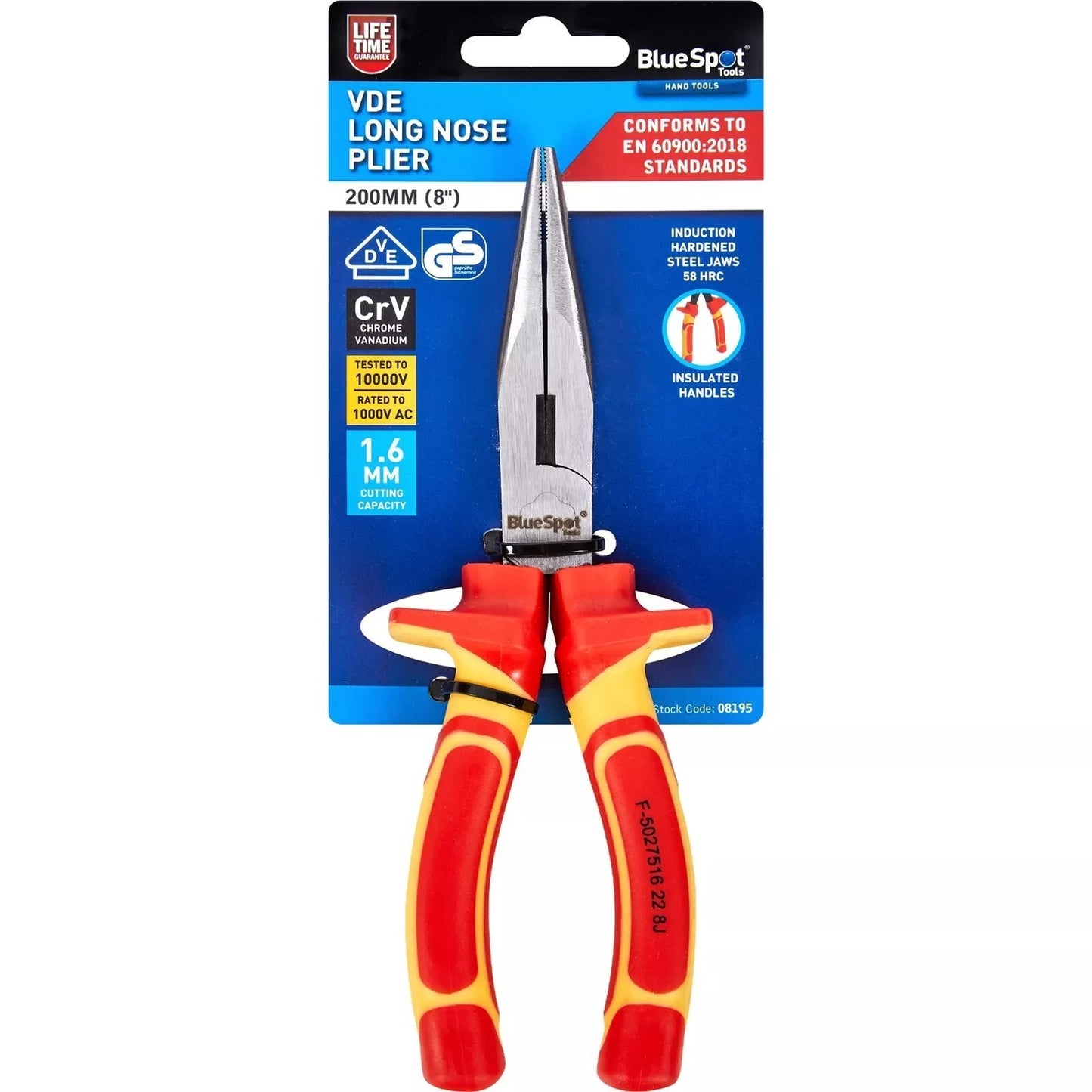200mm Vde Long Nose Pliers Needle Pinch Nosed Wire Cutters Tool 8" 08195