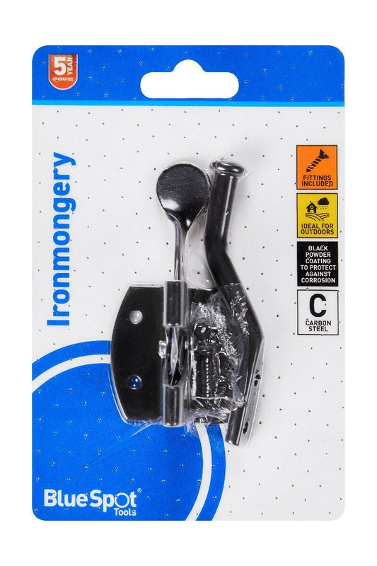 Blue Spot Tools Ironmongery 50mm Black Powder Coated Auto Gate Latch bsp78022