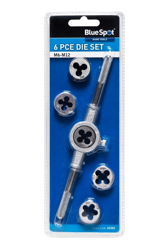 6pc Metric Die Set With Holder M6 M7 M8 M10 & M12 Thread Repair Kit 22303