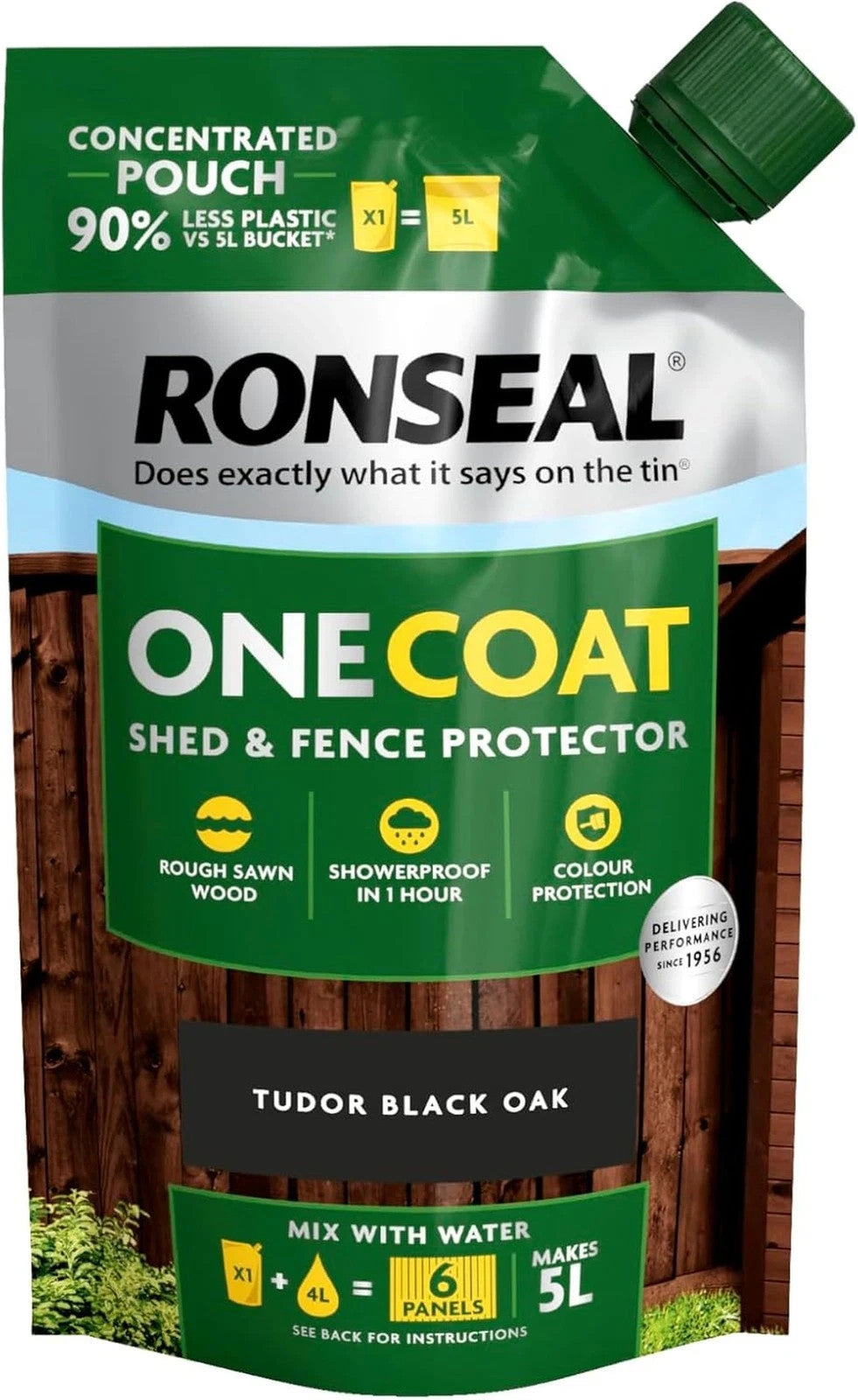 Ronseal Shed & Fence Paint Tudor Black Oak One Coat Concentrate  Pouch 950ml