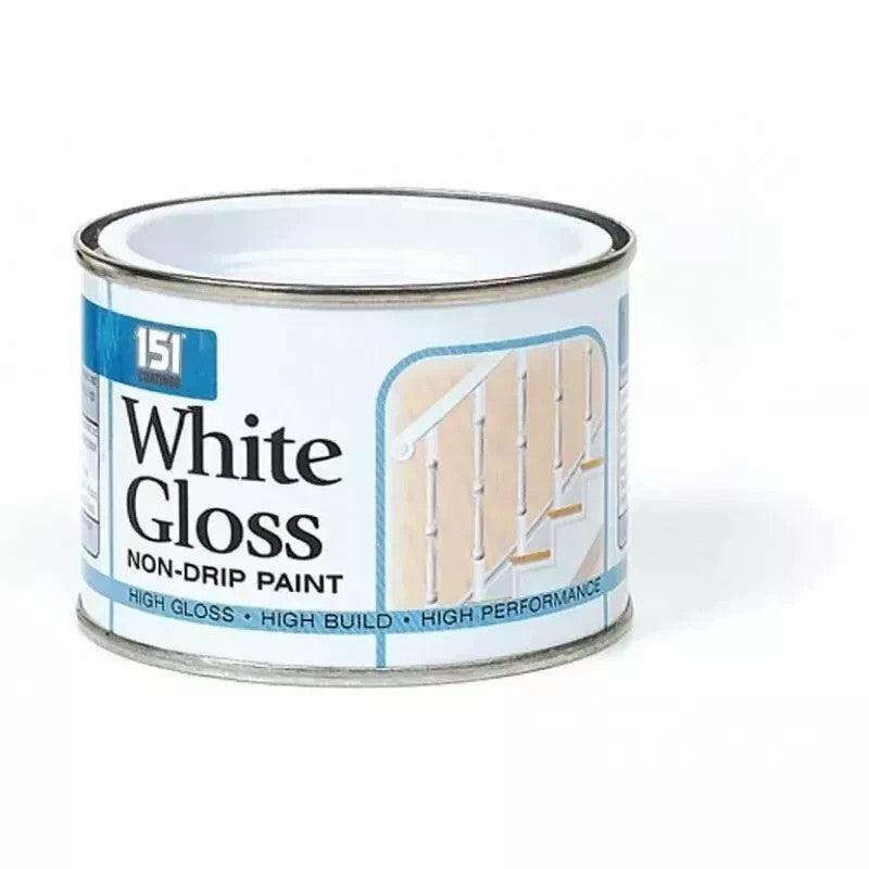 151 Coatings White Gloss Non Drip Paint 180ml, High Build, Hard Drying