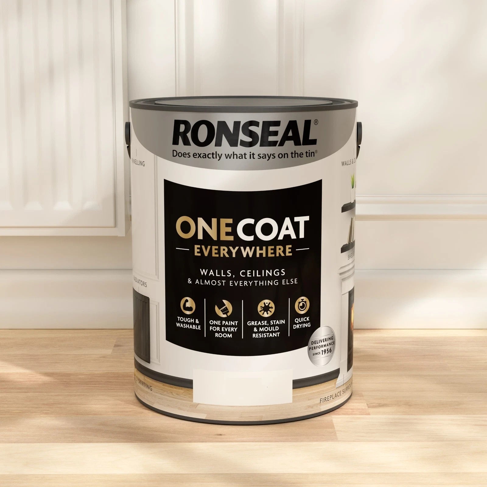 Ronseal One Coat Everywhere Matt Paint, Pure Briliiant White - 2.5L