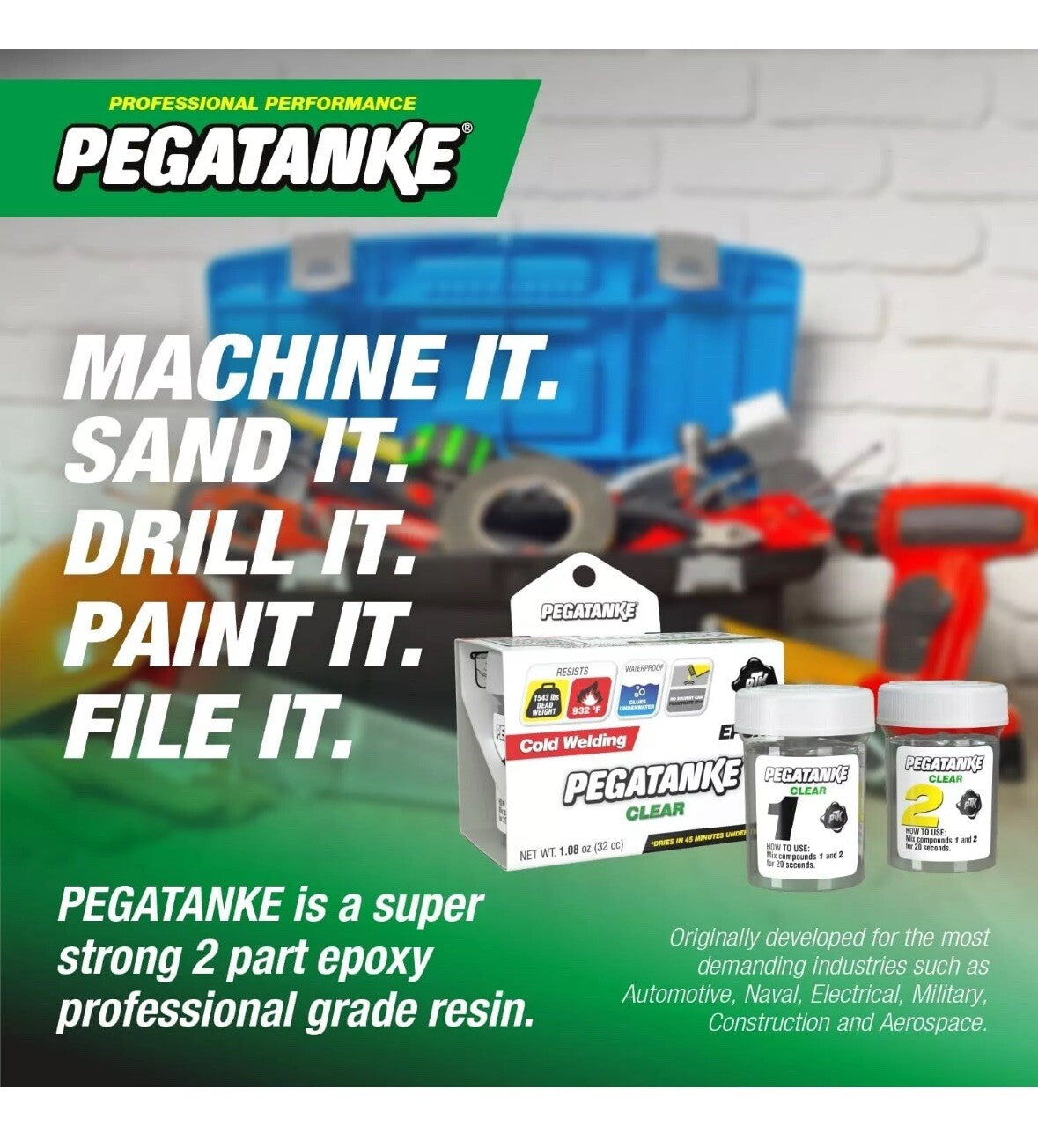 Pegatanke CLEAR Professional Cold Weld 2 Part Super Strong Epoxy Resin Glue
