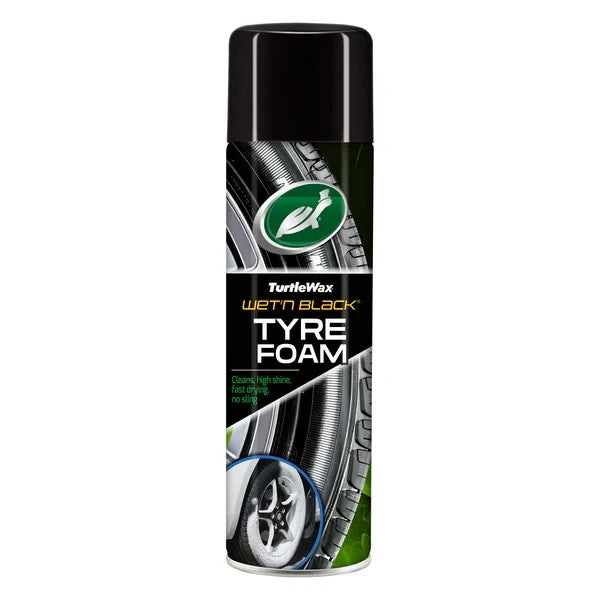 Turtle Wax 53145 Wet N Black Tyre Foam Wet Looking Tyres Long Lasting 500ML