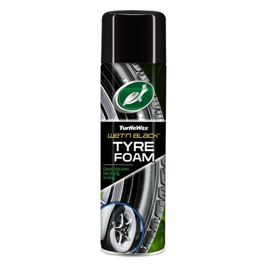 Turtle Wax 53145 Wet N Black Tyre Foam Wet Looking Tyres Long Lasting 500ML