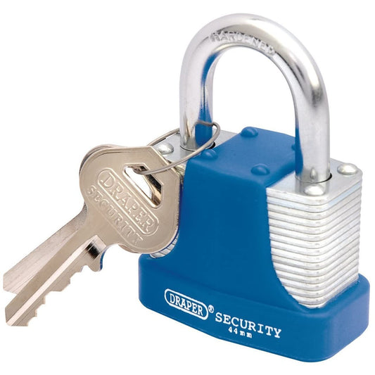 Laminated Steel Padlock 2 Keys Hardened Steel Shackle and Bumper 44mm  D64181