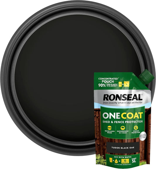 Ronseal Shed & Fence Paint Tudor Black Oak One Coat Concentrate  Pouch 950ml