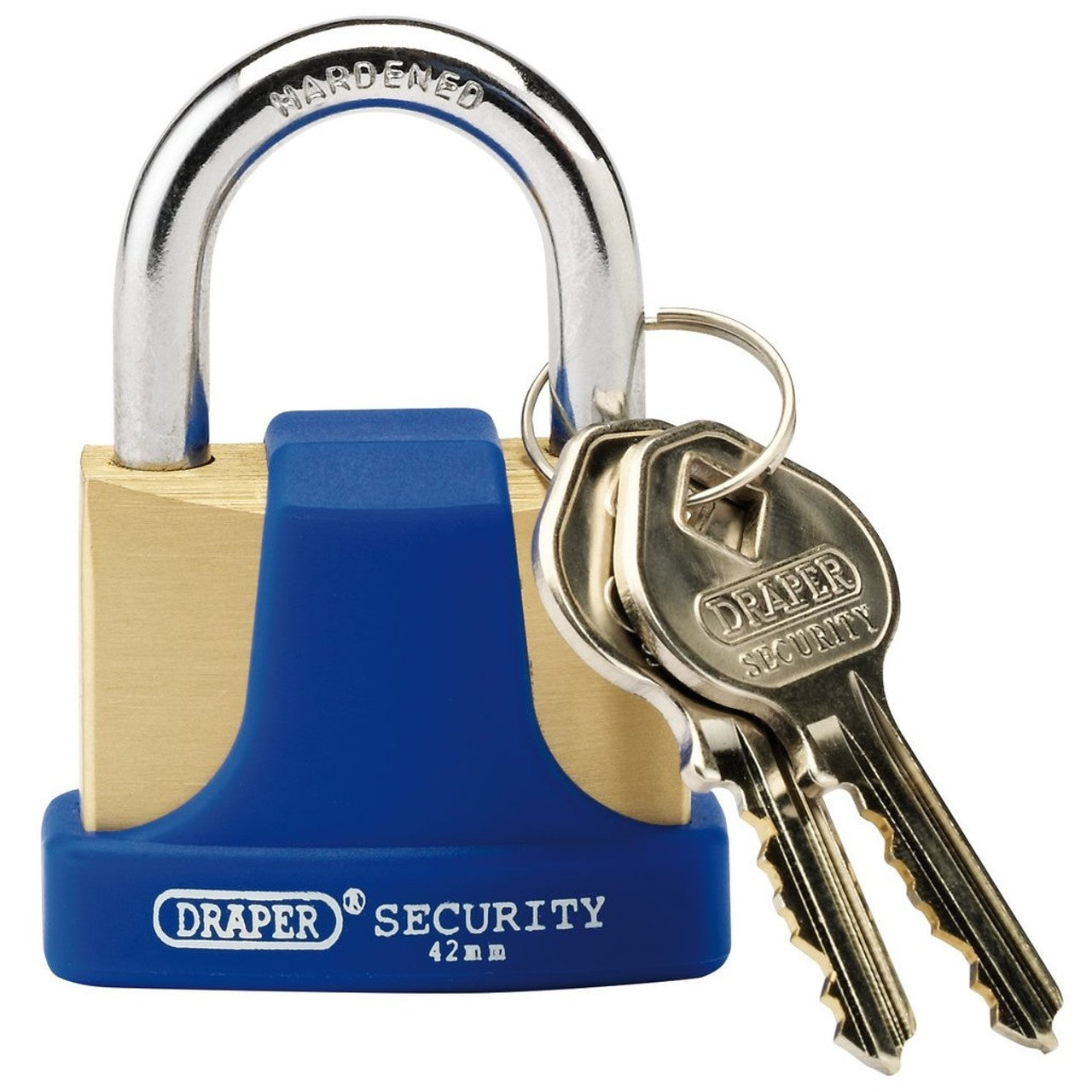 Draper  42mm Solid Brass Padlock With Hardened Steel Shackle & 2 Keys D64165