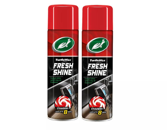 Turtle Wax Fresh Shine Interior Car Cleaner & Air Freshener 2 x 500ml Strawberry
