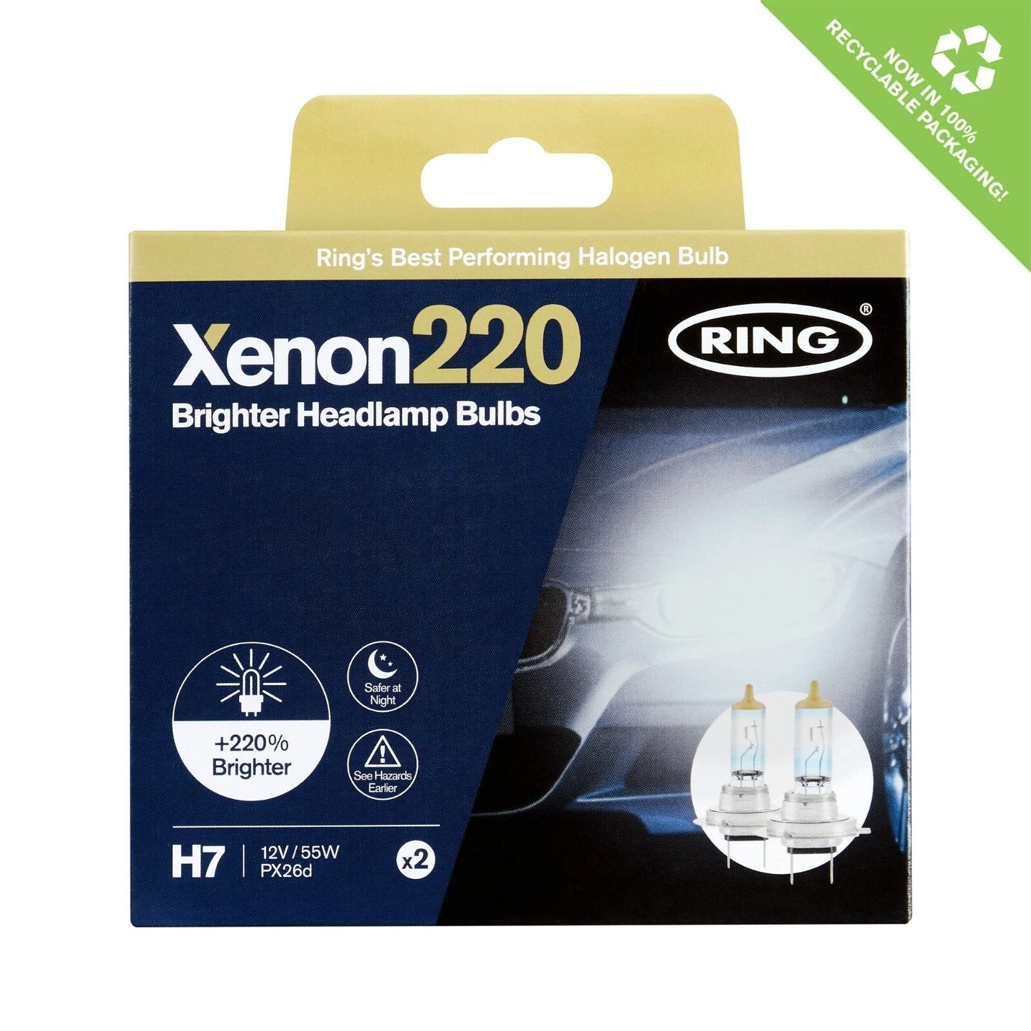 Ring Xenon 220 H7 Head Light Bulbs | Performance +220% Brighter - Pair RX2277