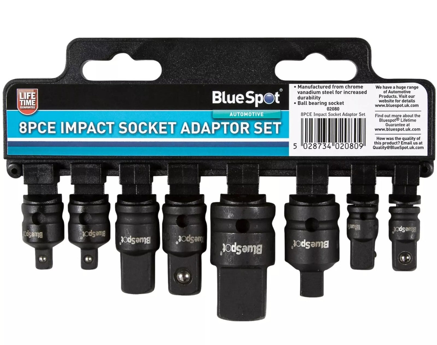 BlueSpot 8pc Impact Socket Converter Reducer Adapter Set 1/2" 1/4" 3/8" 3/4"