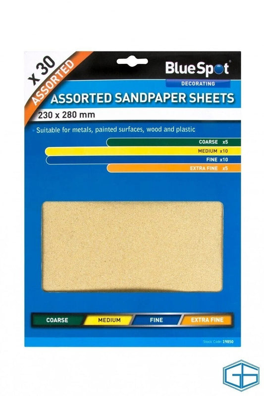 BLUE SPOT 19850 ASSORTED SANDPAPER (30 PIECES) 19850