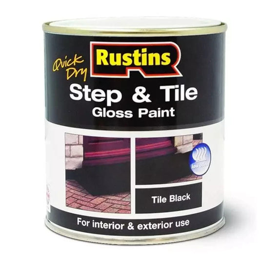 RUSTINS Quick Dry Step and  Tile Gloss Paint Tile Black  250ML. 347422
