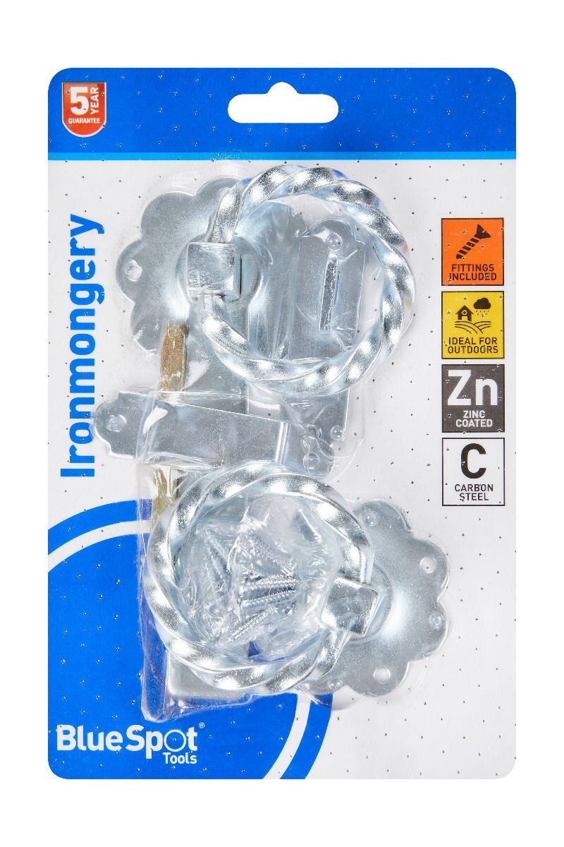 Blue Spot Tools Ironmongery 152mm Zinc Plated Twisted Ring Latch bsp78021