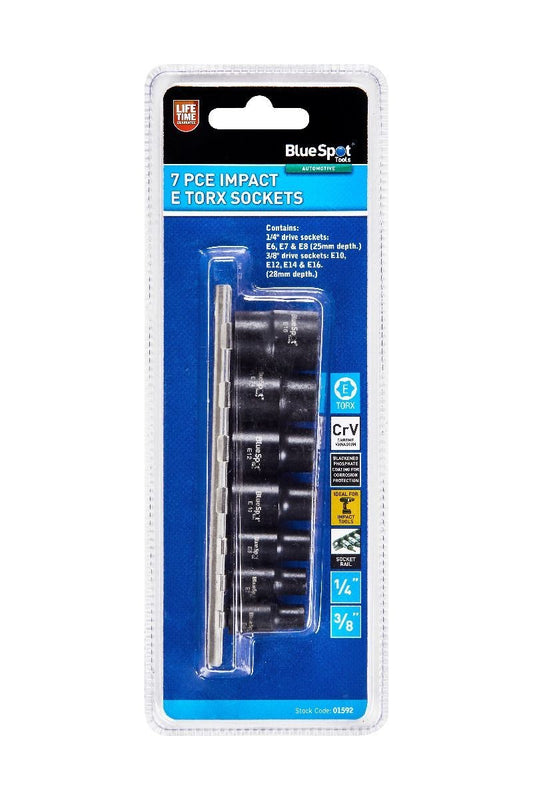 Blue Spot  Impact E Torx Sockets 7 Piece 1/4 - 3/8D BSP01592