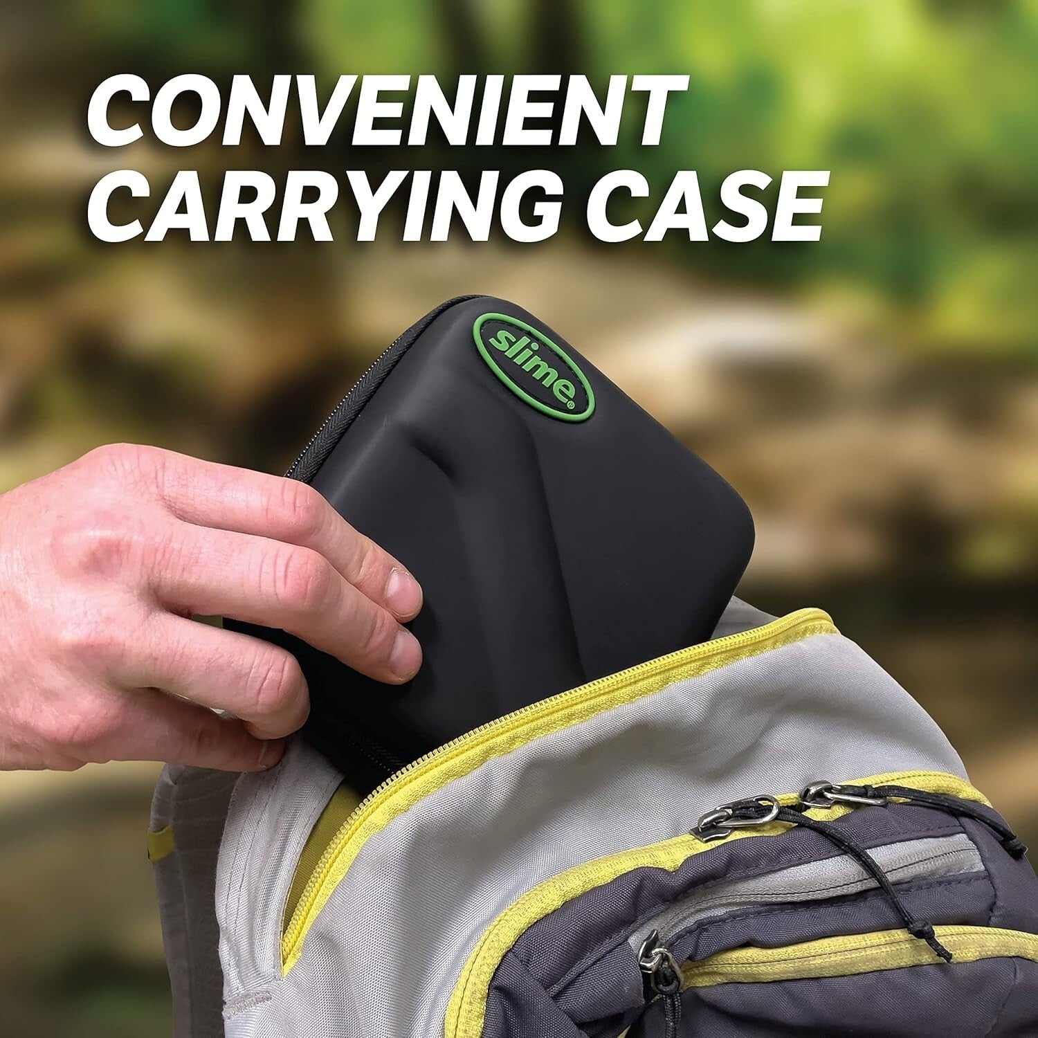 Slime Tyre Inflator Pump Sport Power, Travel Size & Case, LED Light