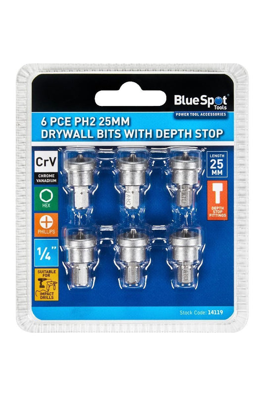 Blue Spot Tools 6PCE PH2 25MM Drywall Bit Set 14119