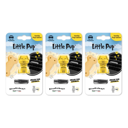 3x Little Pup Scents 3D Gel Vent Clip Car Air Freshener Freshner - Vanilla