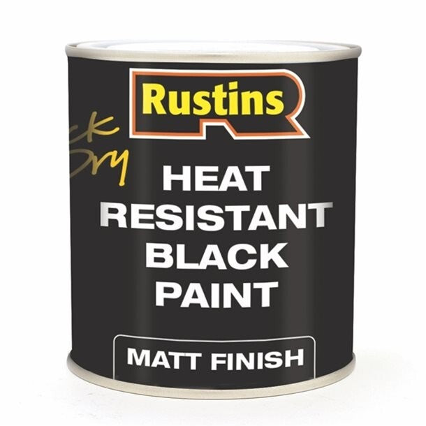 Rustins Heat Resisttant Paint - Black Matt, 250ml 408938
