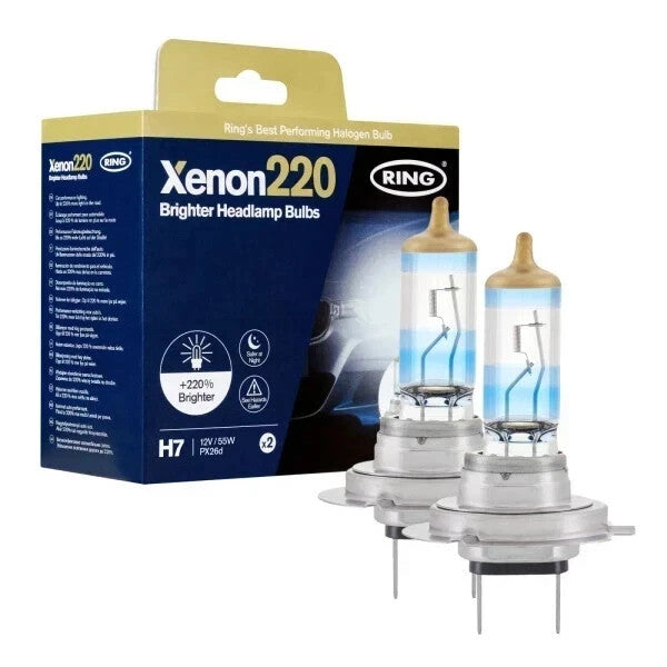 Ring Xenon 220 H7 Head Light Bulbs | Performance +220% Brighter - Pair RX2277