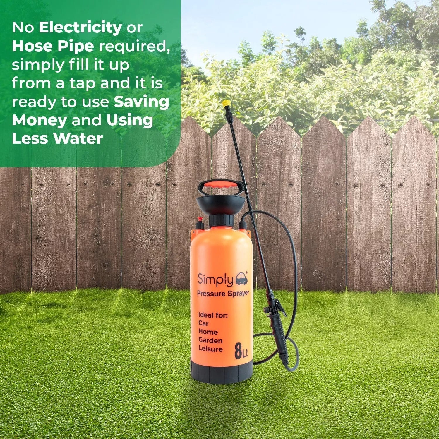 8L Portable Pressure Washer Sprayer with Brush for Vehicles Garden Decking Home