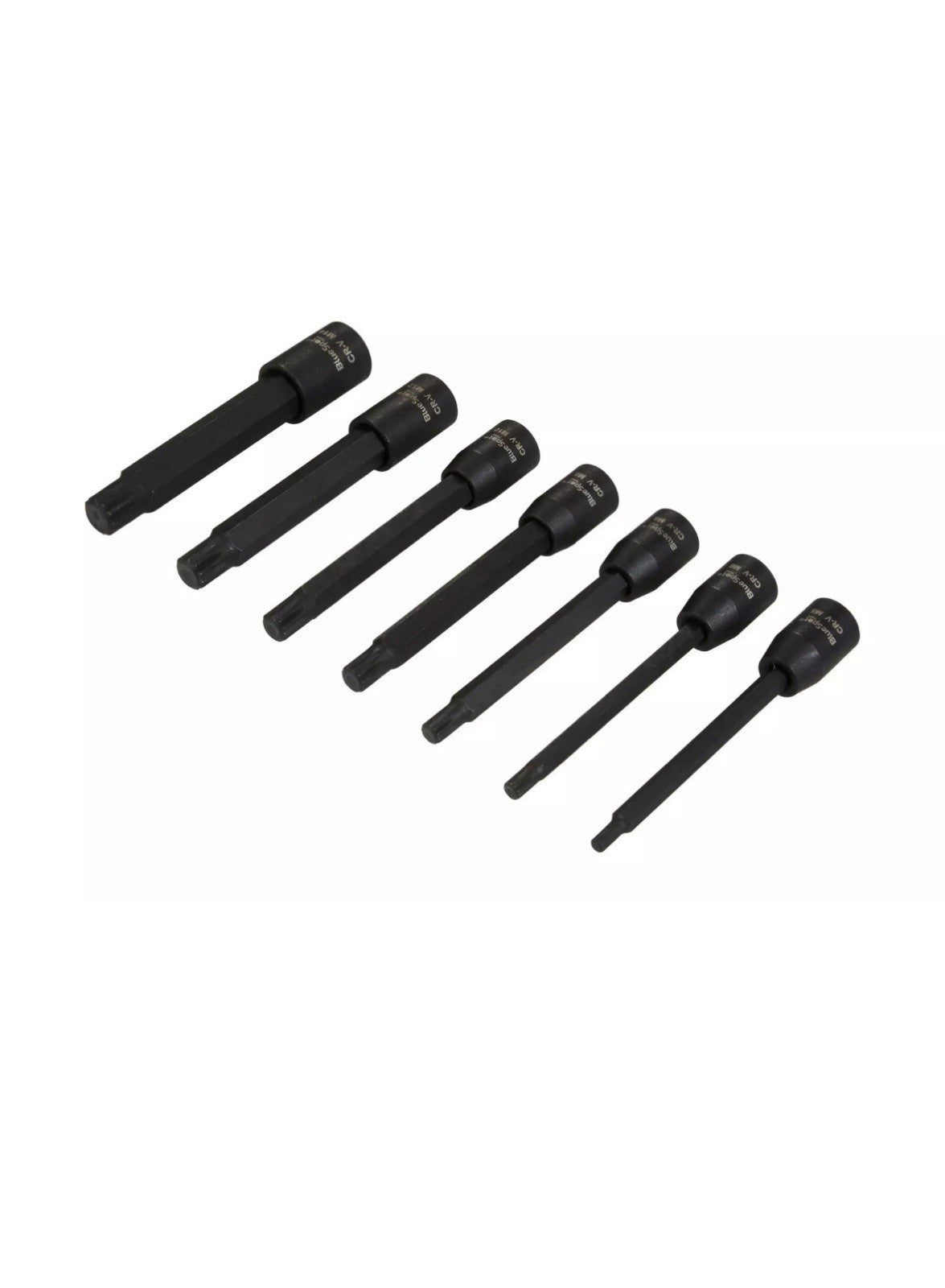 Spline Bit Impact Sockets Extra Long 7pc Set 3/8" Drive Impact M5 Torx 01589