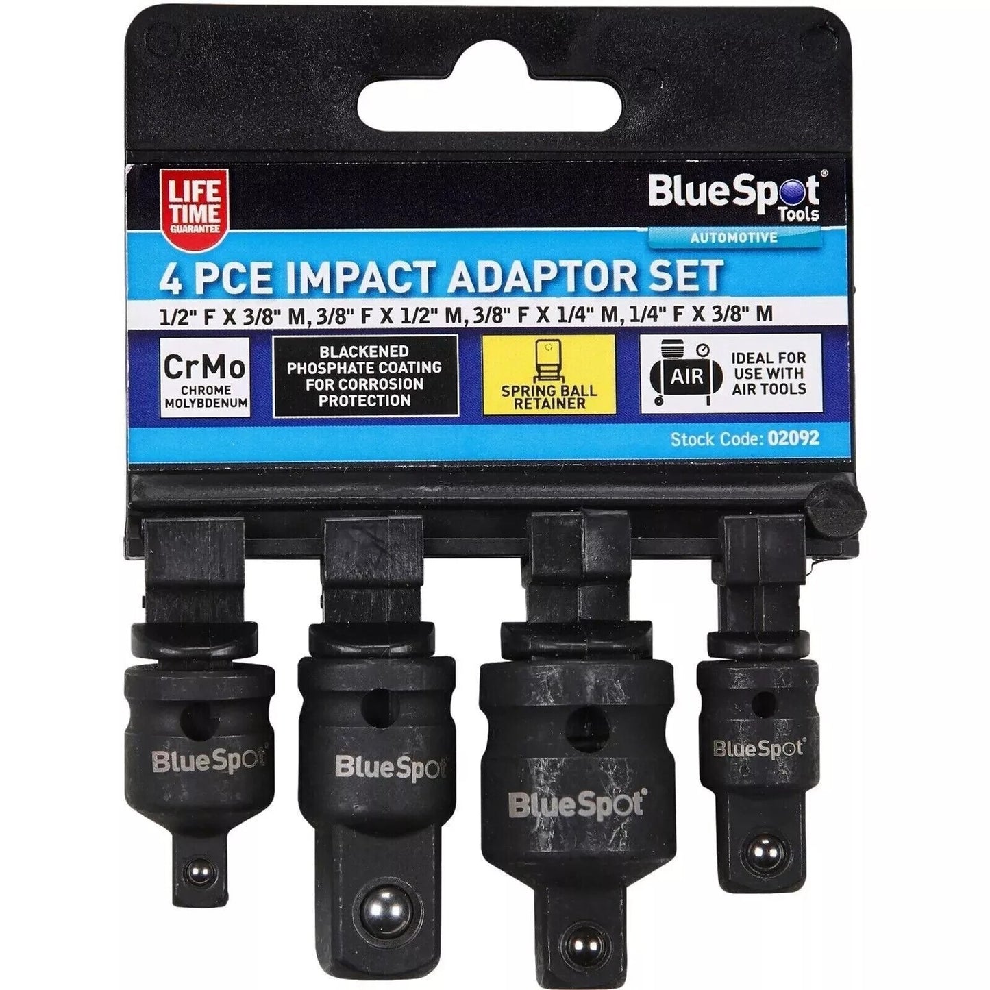 BlueSpot 4pc Impact Socket Converter Reducer Adapter Set 1/4" 1/2" 3/8" bsp02092