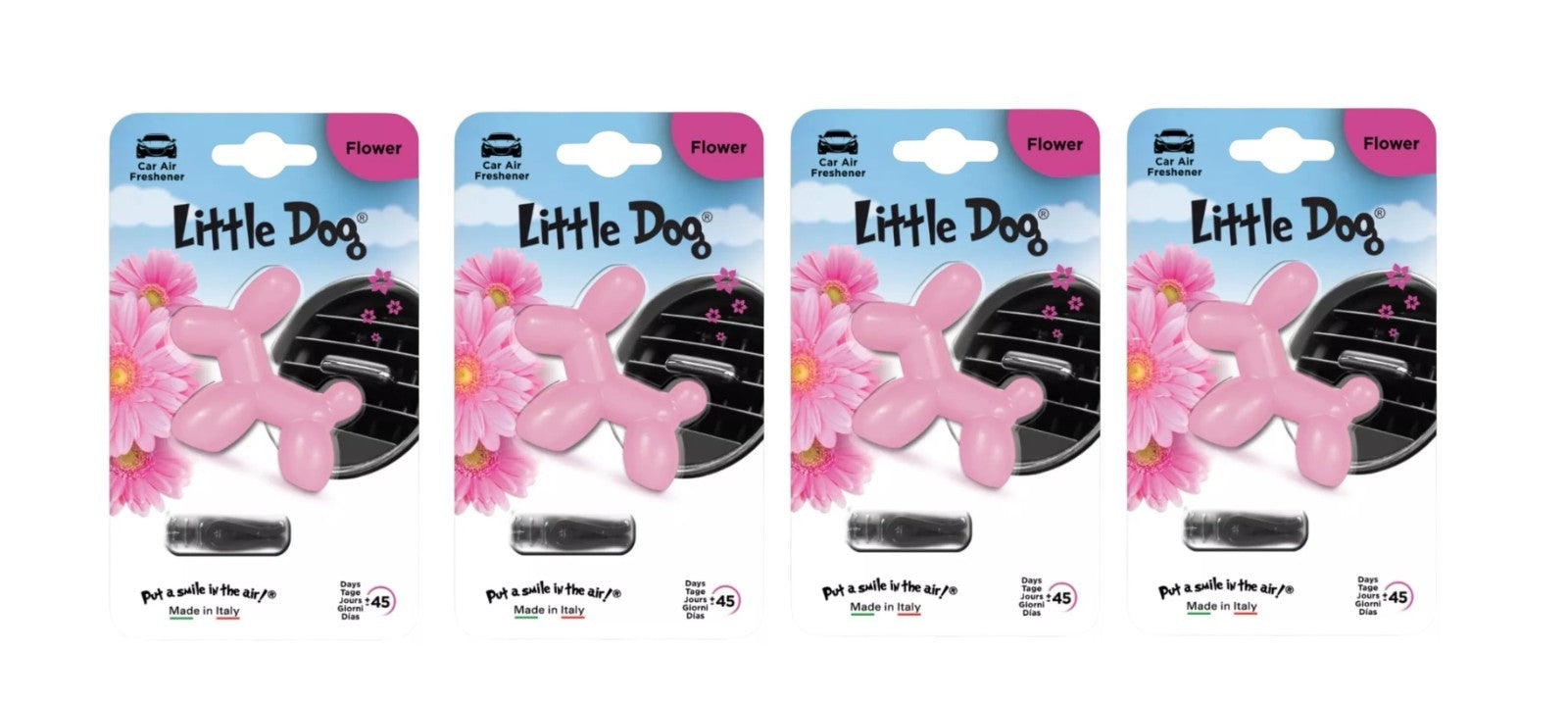 4x Little Joe - Little Dog Car Vent Air Freshener Flower