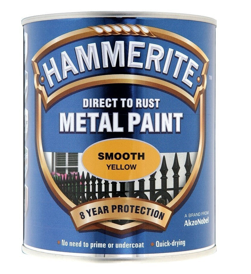 Hammerite - Smooth Direct To Rust Metal Paint - All Colours -5 Year Protection