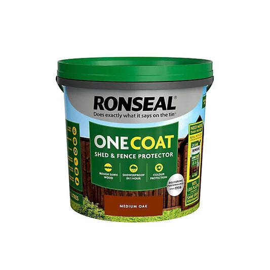 Ronseal One Coat Shed & Fence Protector | Showerproof in 1 hr | 5 Litre Tubs