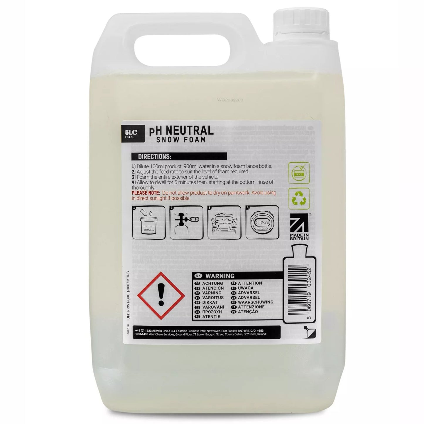 Auto Shampoo, For Lance and Pump Sprayer  Valet PRO pH Neutral Snow Foam 5L