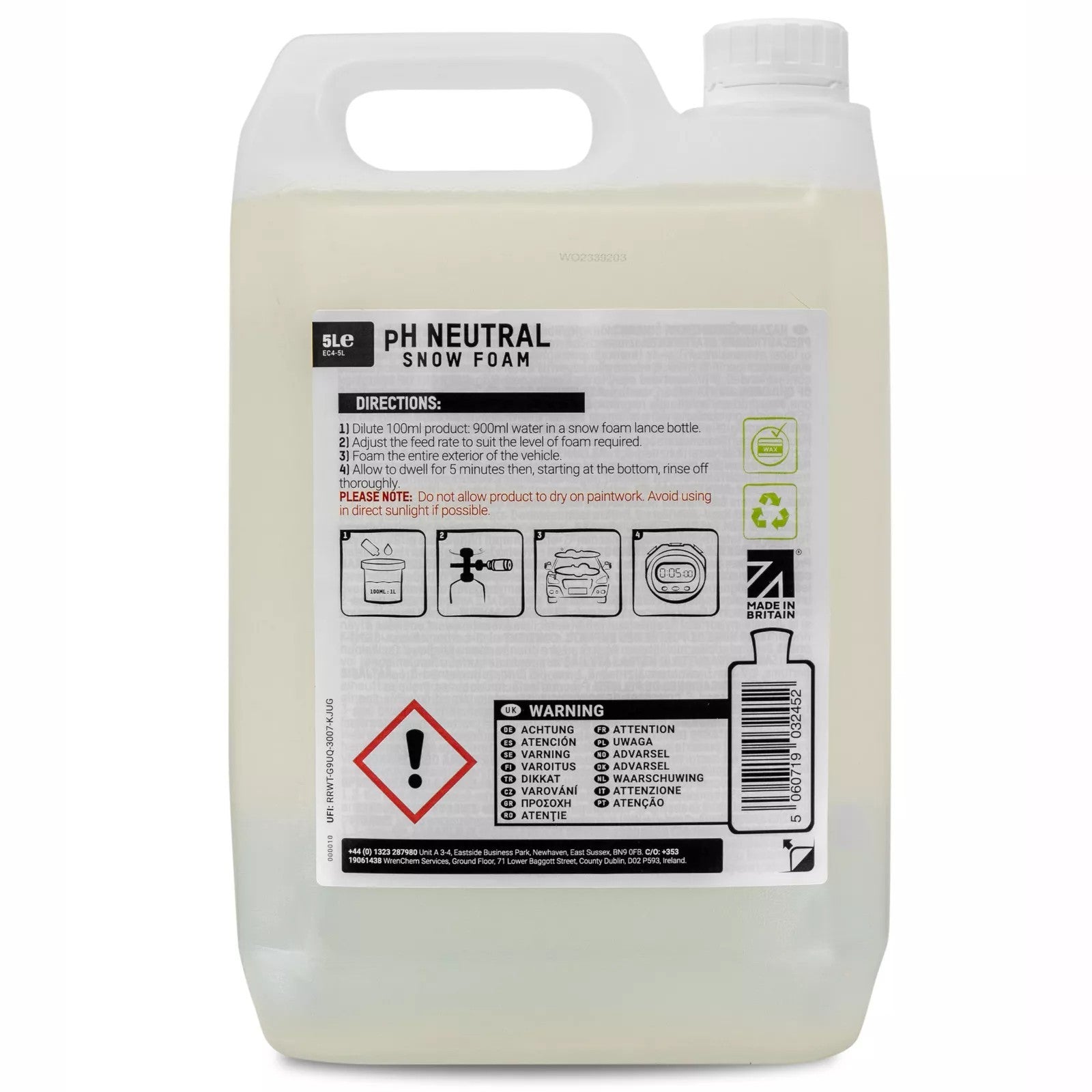 Auto Shampoo, For Lance and Pump Sprayer  Valet PRO pH Neutral Snow Foam 5L