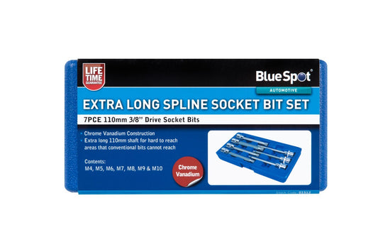 BlueSpot 7 Piece Extra Long Spline Socket 3/8" Bit Set 01512