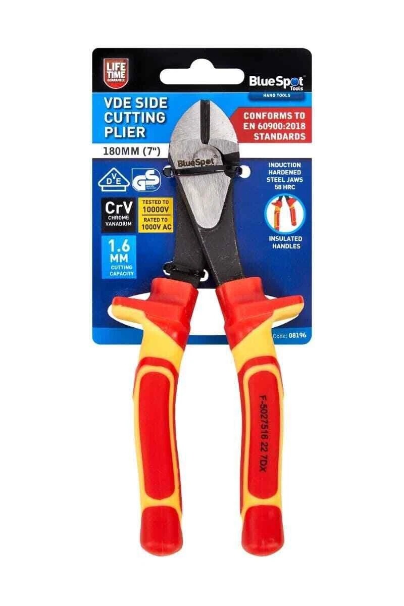 Blue Spot 08196 VDE Side Cutting Plier 180mm, Chrome Vandium, Insulated Handles