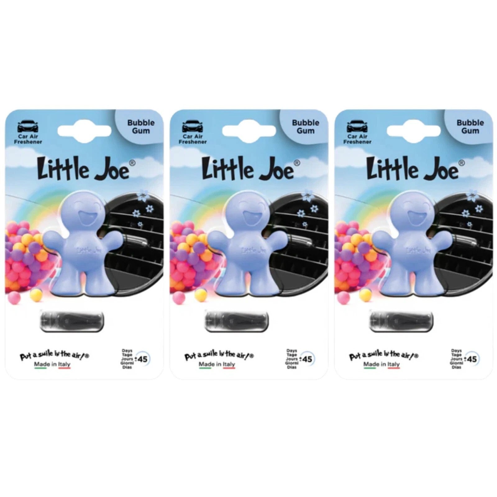 3x Little Joe Scents 3D Gel Vent Clip Car Air Freshener Freshner - Bubble Gum