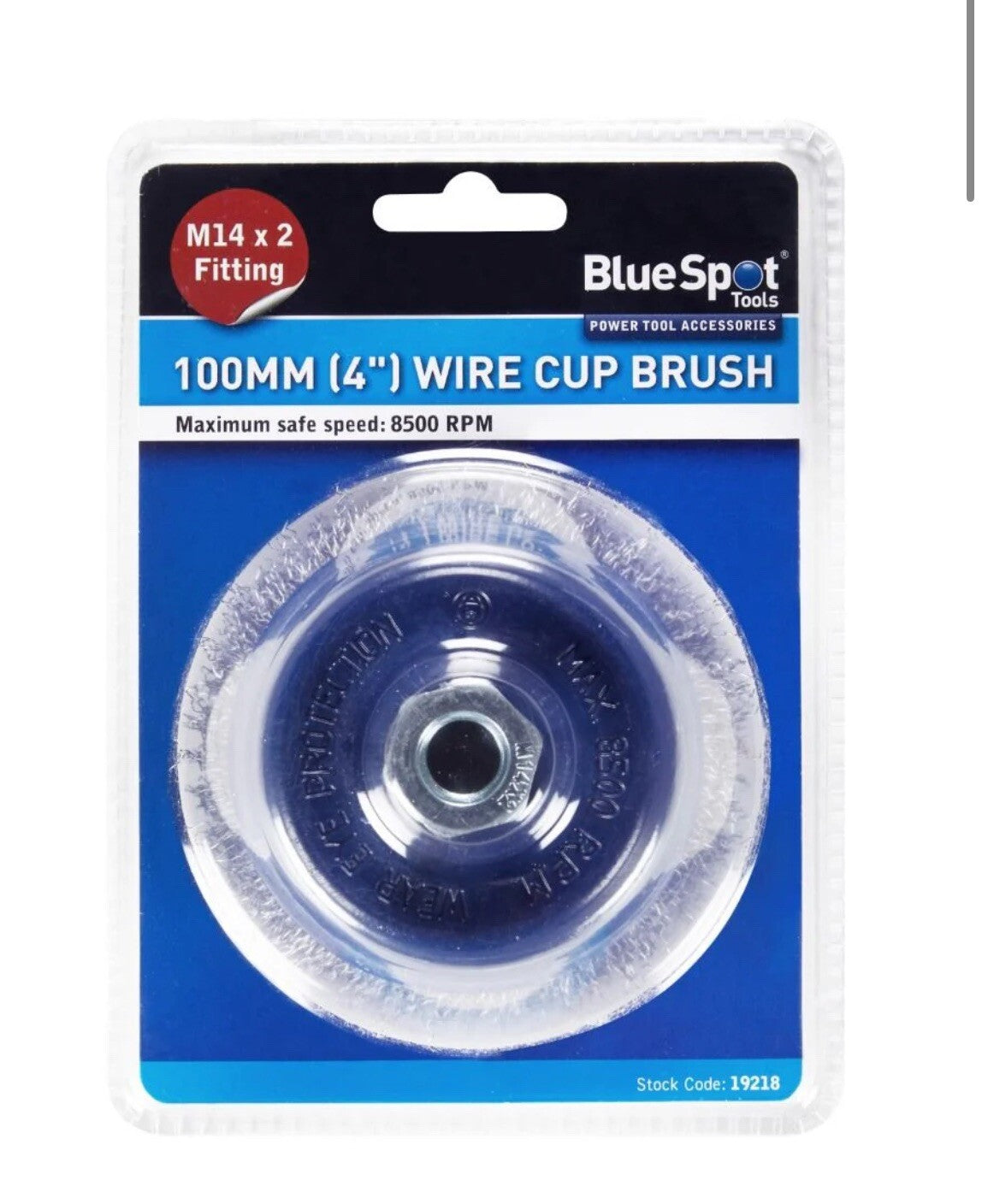 BlueSpot 100mm (4") M14 X 2 Wire Cup Brush For Welding And Painting