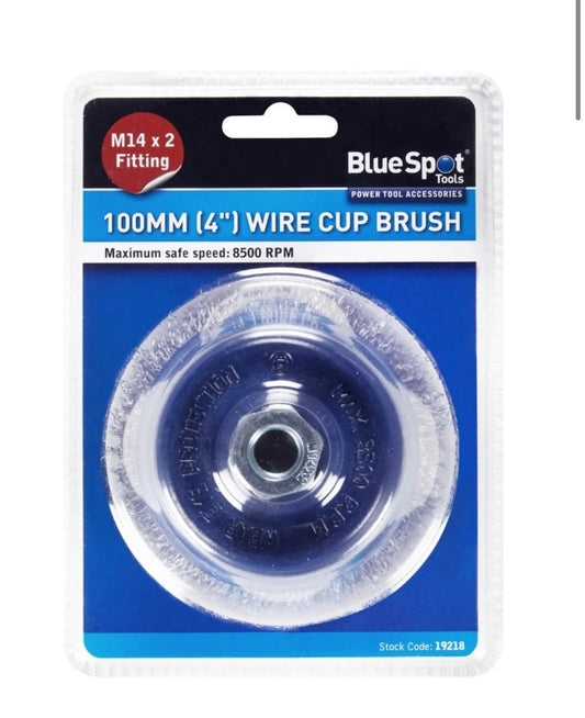 BlueSpot 100mm (4") M14 X 2 Wire Cup Brush For Welding And Painting
