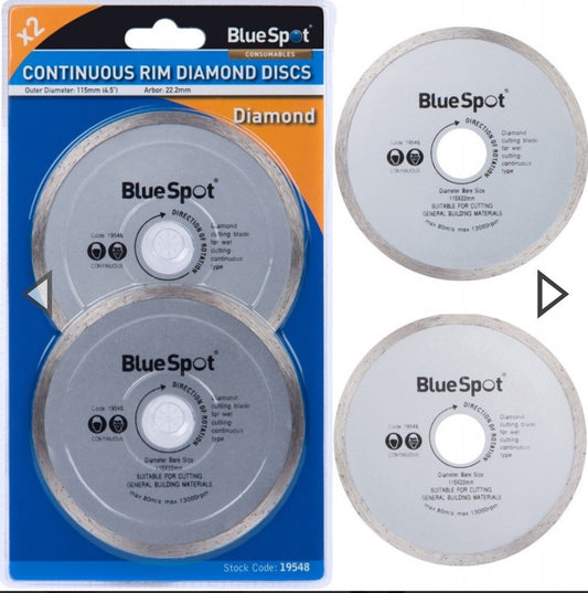 2 pc Diamond Continuous Cutting Disc For Angle Grinder Blade 115mm 4 ½" BSP19548