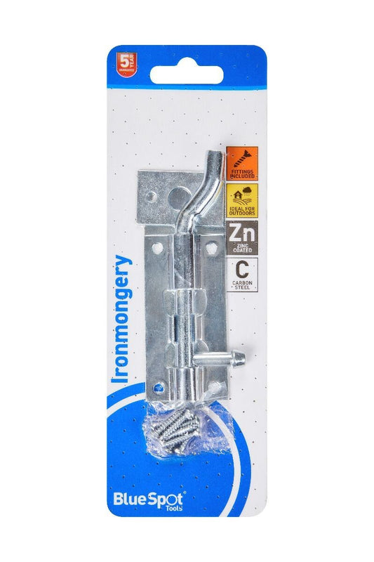 Blue Spot Tool 100mm Zinc Plated Necked Tower Bolt bsp78082