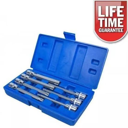 7PC 3/8" DR EXTRA LONG TORX STAR BIT CRV SOCKET SET + CASE --LIFETIME WARRANTY