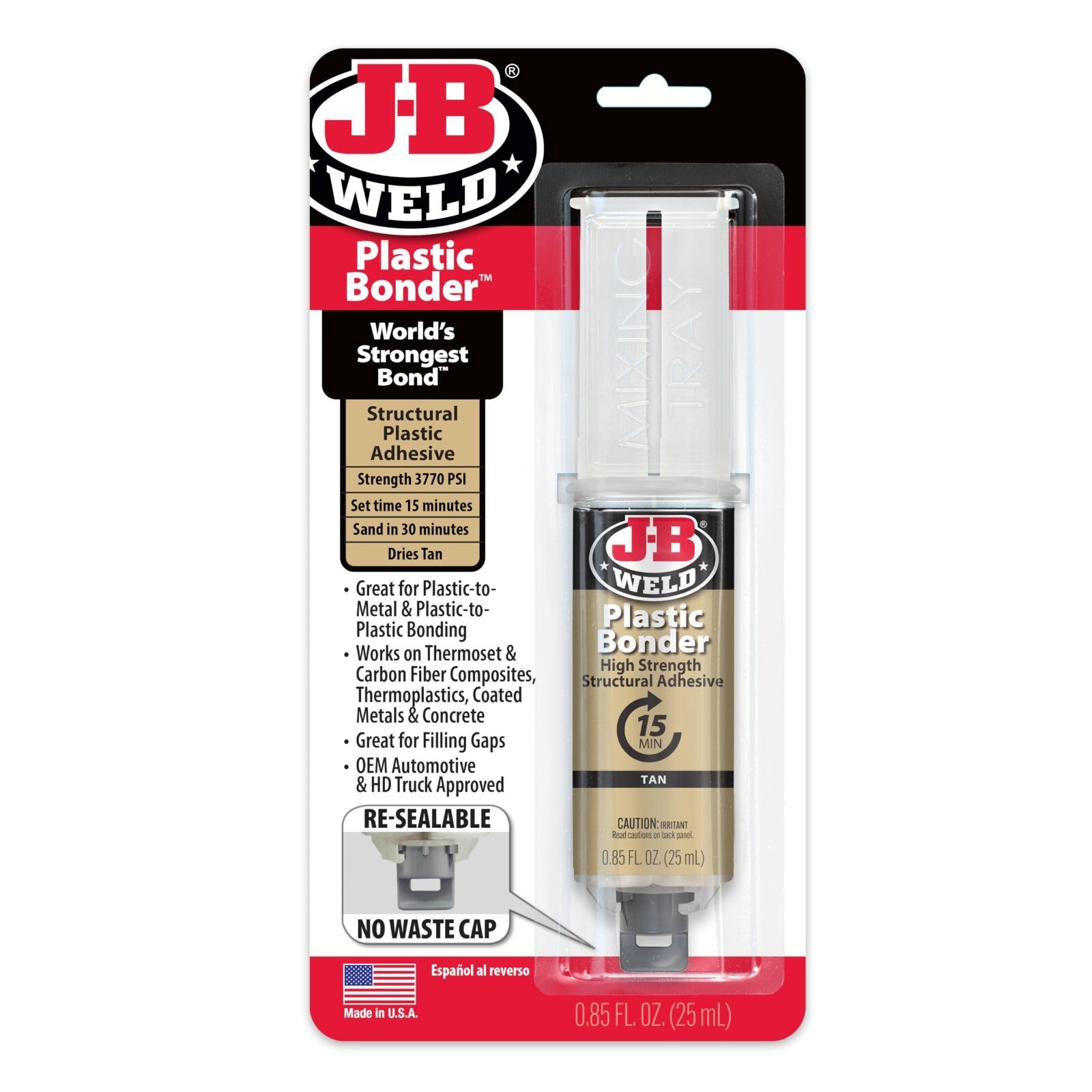 J-B WELD HIGH STRENGTH PLASTIC BONDER JB WELD STRONGEST BOND 50133